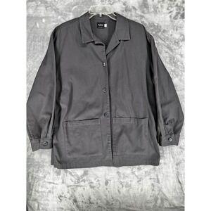 esby Workwear Jacket Charcoal Gray Button Front Utility Pockets Mens Size L